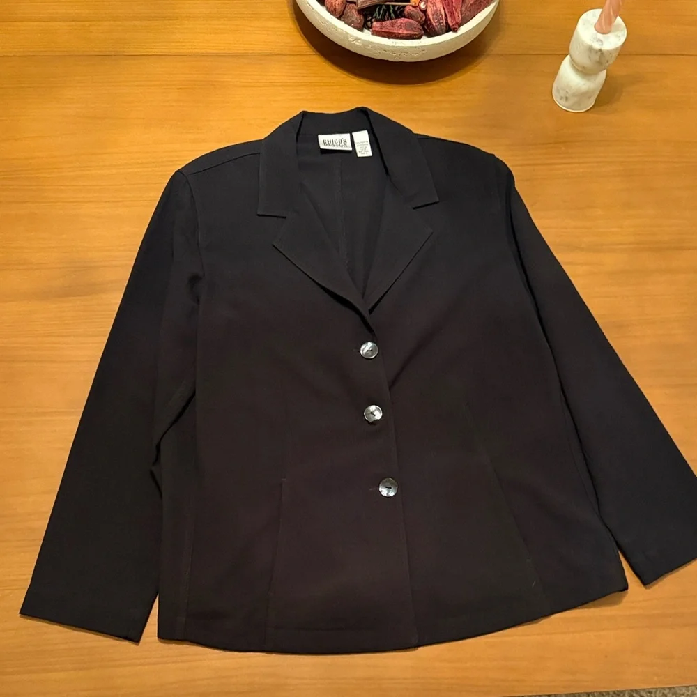 Chico's Black‎ Blazer with Silver Buttons - Picture 2 of 6